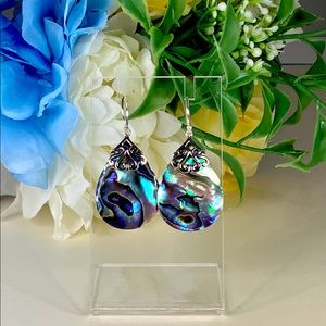 Genuine abalone and sterling silver earrings